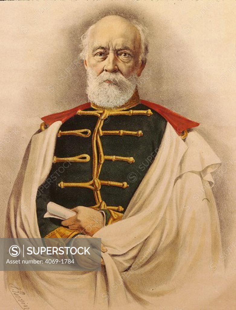 Stock Photo: 4069-1784 Lajos KOSSUTH, 1802-94, who led Hungarian struggle for independence from Austria, engraving, 19th century