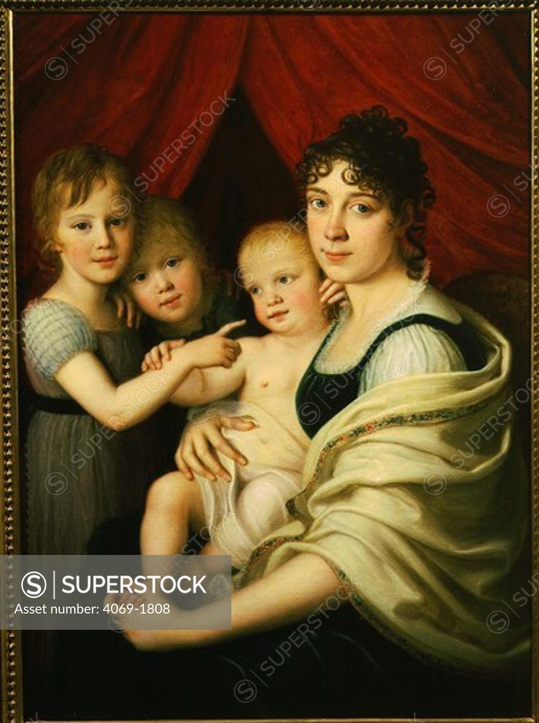 Stock Photo: 4069-1808 Angela LANDI and children by Gaspare Landi, 19th century