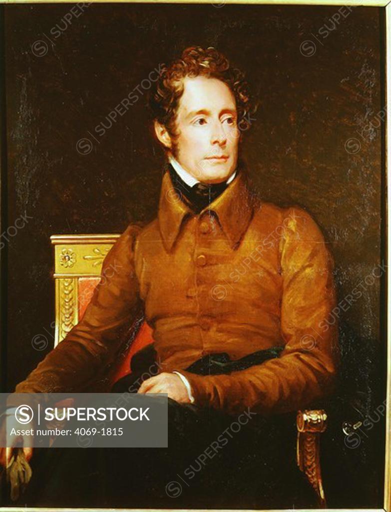 Stock Photo: 4069-1815 Alphonse de LAMARTINE 1790-1869 French poet and revolutionary politician, painted in 1830