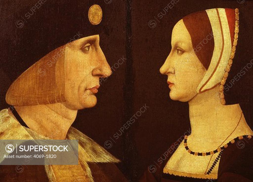Stock Photo: 4069-1820 King LOUIS XII 1462-1515 of France and Queen Anne of Brittany 1477-1514 possibly French c.1525