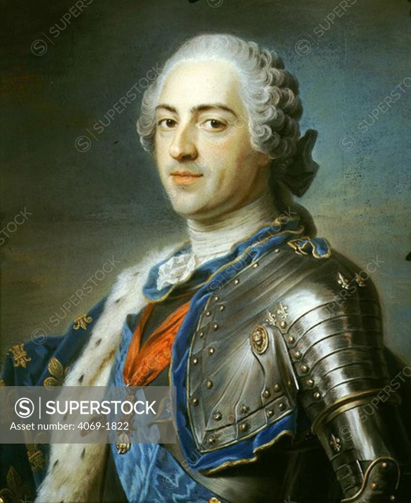 Stock Photo: 4069-1822 King LOUIS XV, 1710-74, pastel by Maurice Quentin de la Tour, 1704-88