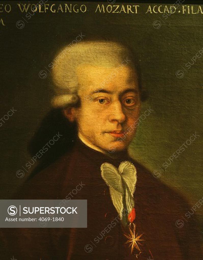 Stock Photo: 4069-1840 Wolfgang Amadeus MOZART 1756-1791 Austrian composer, as a Knight of the Golden Spur, 1777