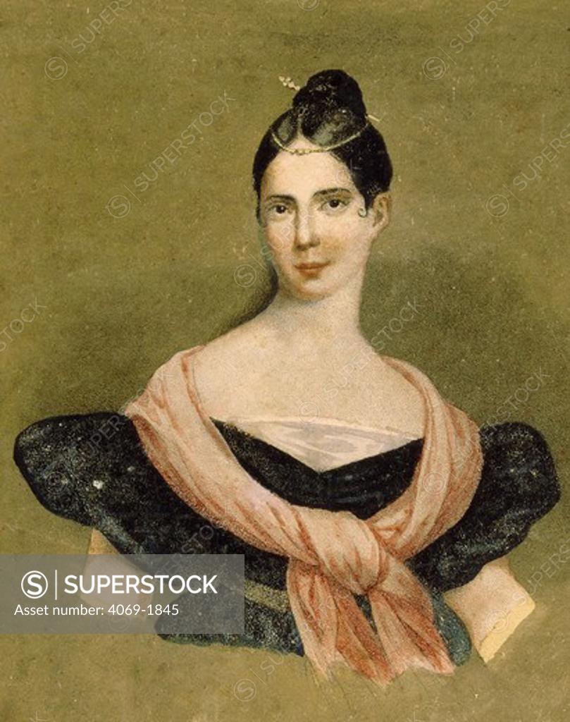 Stock Photo: 4069-1845 Maria Felicitia MALIBRAN 1808-36, French-Spanish contralto singer, 19th century engraving