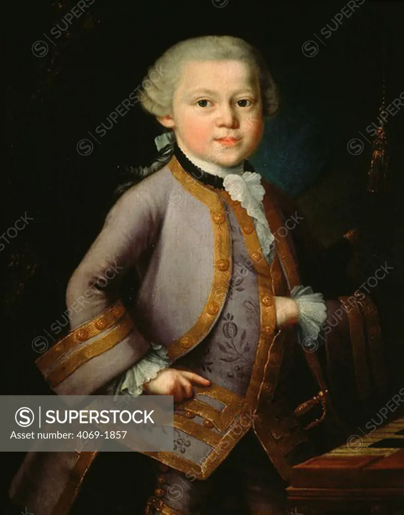 Wolfgang Amadeus MOZART 1756-1791 Austrian composer as young boy, in clothes given by Empress Maria Theresa 1717-80