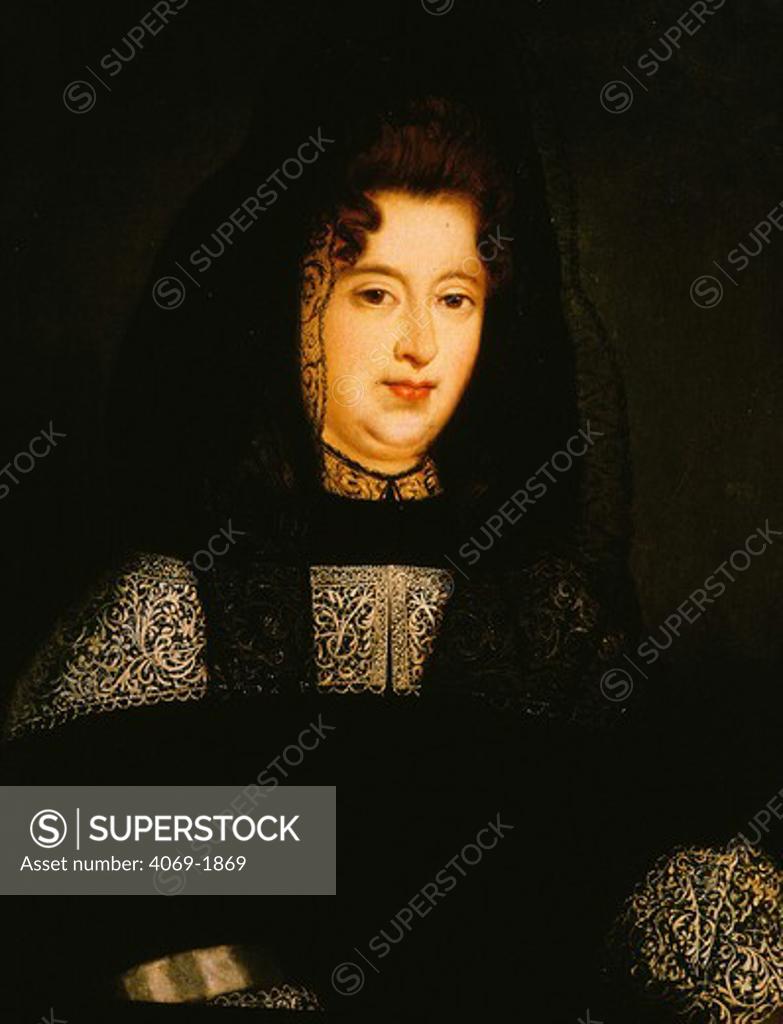 Stock Photo: 4069-1869 Francoise d'Aubigne Marquise de MAINTENON (1635-1719) Queen of France married Louis XIV, 1684
