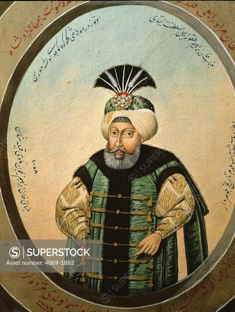 Stock Photo: 4069-1883 Ottoman Sultan Mehmet IV (1642-92), watercolour, 19th century