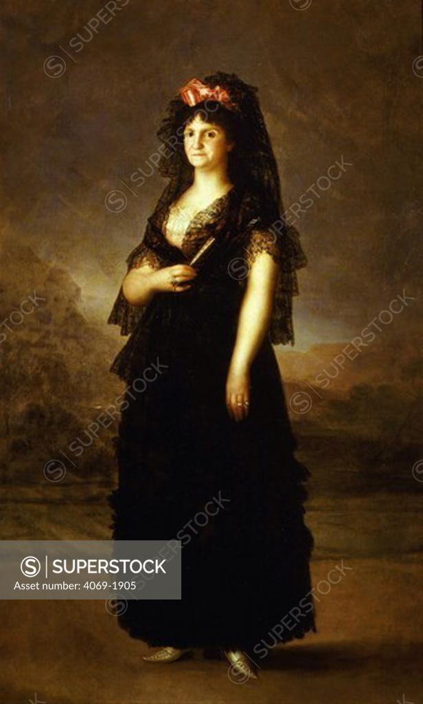 Stock Photo: 4069-1905 Queen MARIA LUISA of Spain 1751-1819 wife of Charles IV wearing mantilla, 209x125cm
