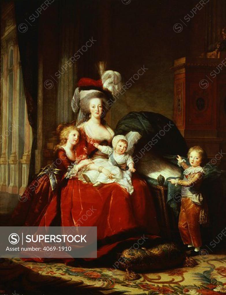 Stock Photo: 4069-1910 Queen MARIE-ANTOINETTE, 1755-93, of France, with her children, 1787 (MV4520)
