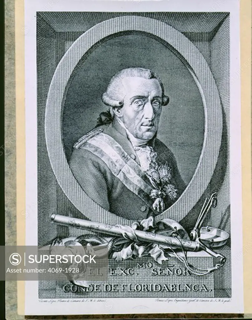 Jose MONINO, 1728-180,8 Count of Floridablanca, engraving