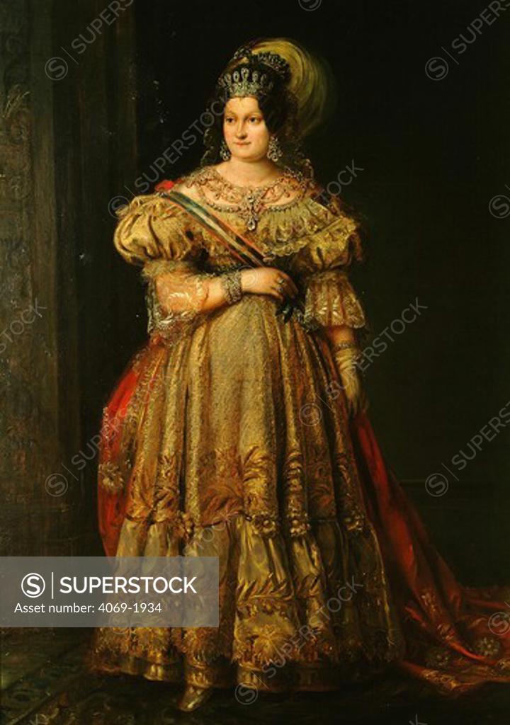 Stock Photo: 4069-1934 Queen MARIA Christina of Bourbon, 1806-78, of Spain and of 2 Sicilies and regent for sister Isabel II, 1833-40, 4th wife of Fernando VII