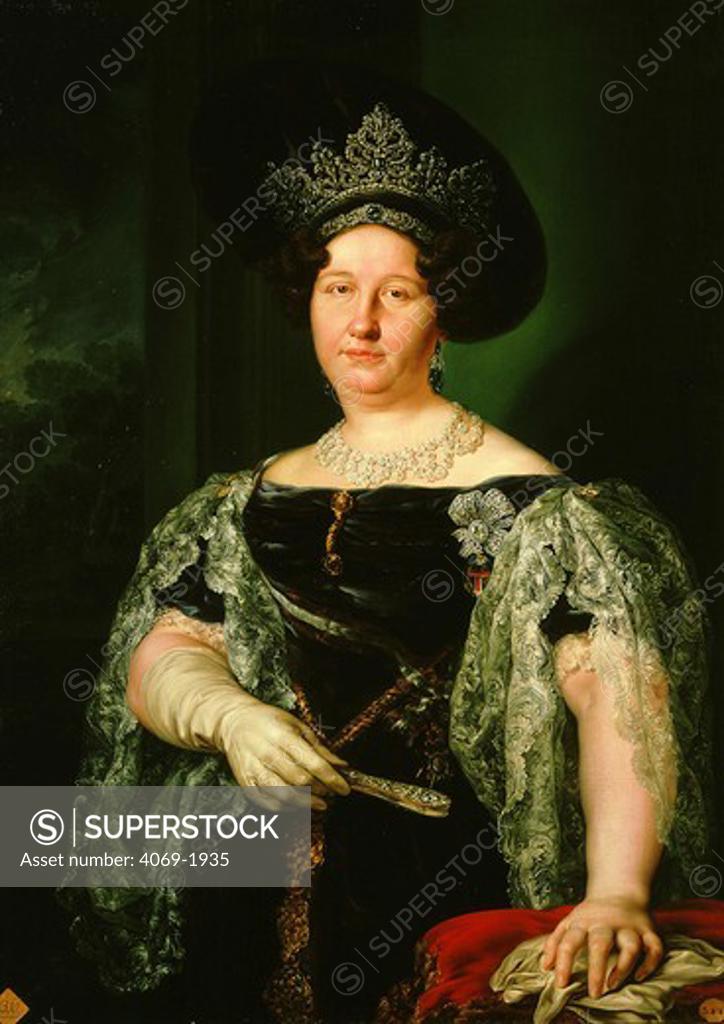 Stock Photo: 4069-1935 Queen MARIA Christina de Bourbon, 1806-1878, 4th wife of Fernando VII of Spain, Regent 1833-40, exiled 1854