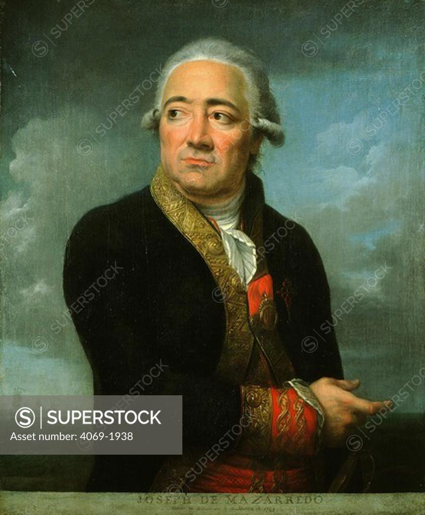 Stock Photo: 4069-1938 Jose de MAZARREDO, 1745-1812, Spanish sailor who fought English in Gibraltar, 1782 by Bellier, French