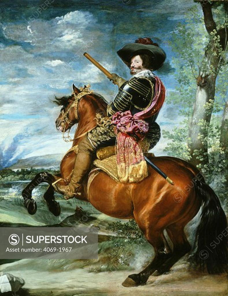 Stock Photo: 4069-1967 Count Duke of OLIVARES, 1587-1645, on horseback as a Marshal