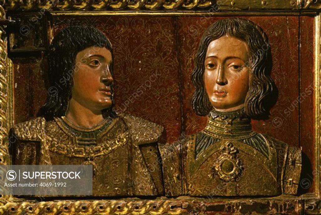 Stock Photo: 4069-1992 Philip the Handsome (1478-1506) and Joan the Mad (1479-1555), monument in gilt and polychrome wood, 1632