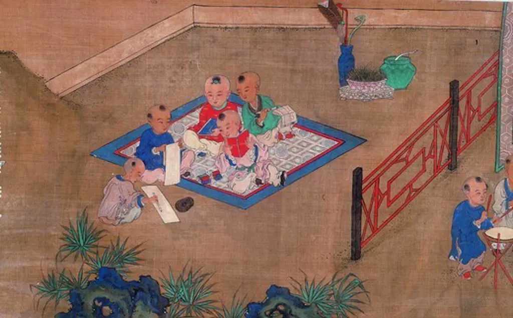 Children playing and painting, from 100 Children At Play scroll, Ming Period, 16th - 17th century, China, detail