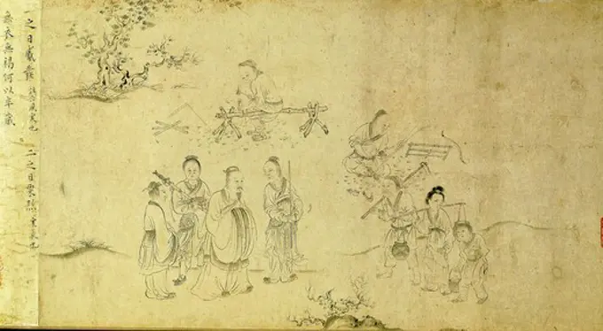 Woodchopping, illustration from Odes of the State of Pin, Song dynasty, China