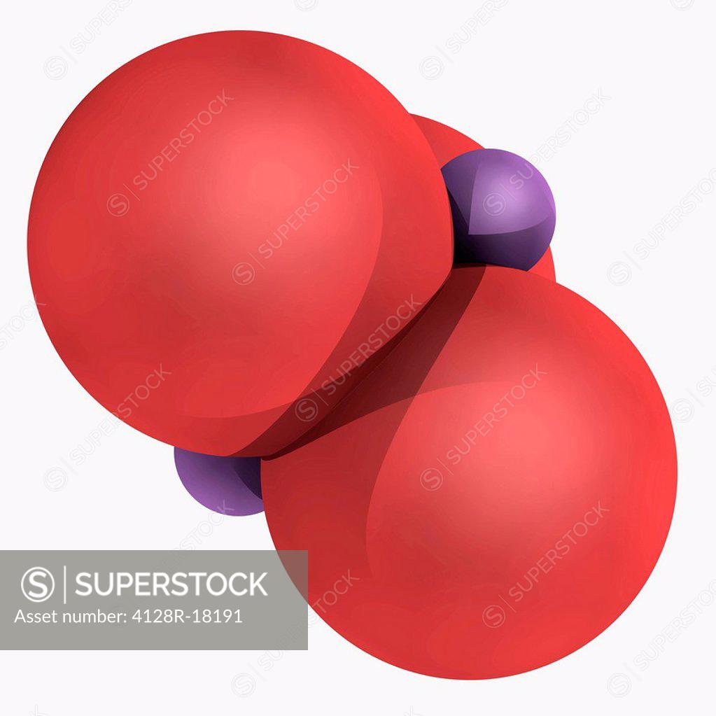 Stock Photo: 4128R-18191 Arsenic trioxide, molecular model. Precursor to arsenic compounds, including organoarsenic compounds. Atoms are represented as spheres and are colour_...