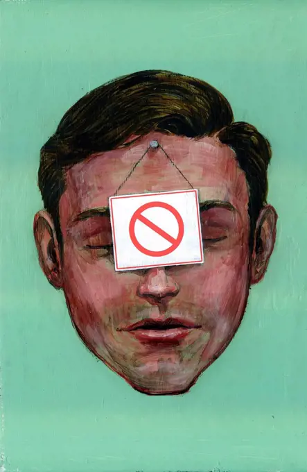 Illustration of businessman with do not use sign