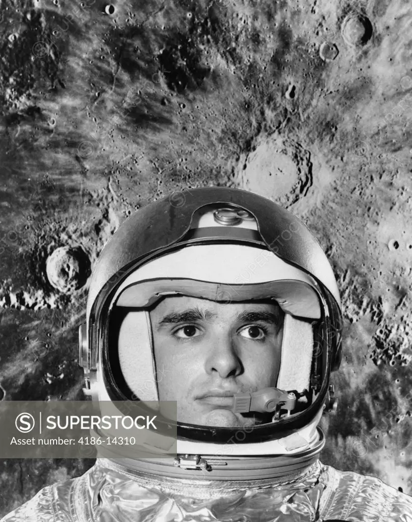 1960S Astronaut Montage Portrait Moon Space Helmet Uniform Outer