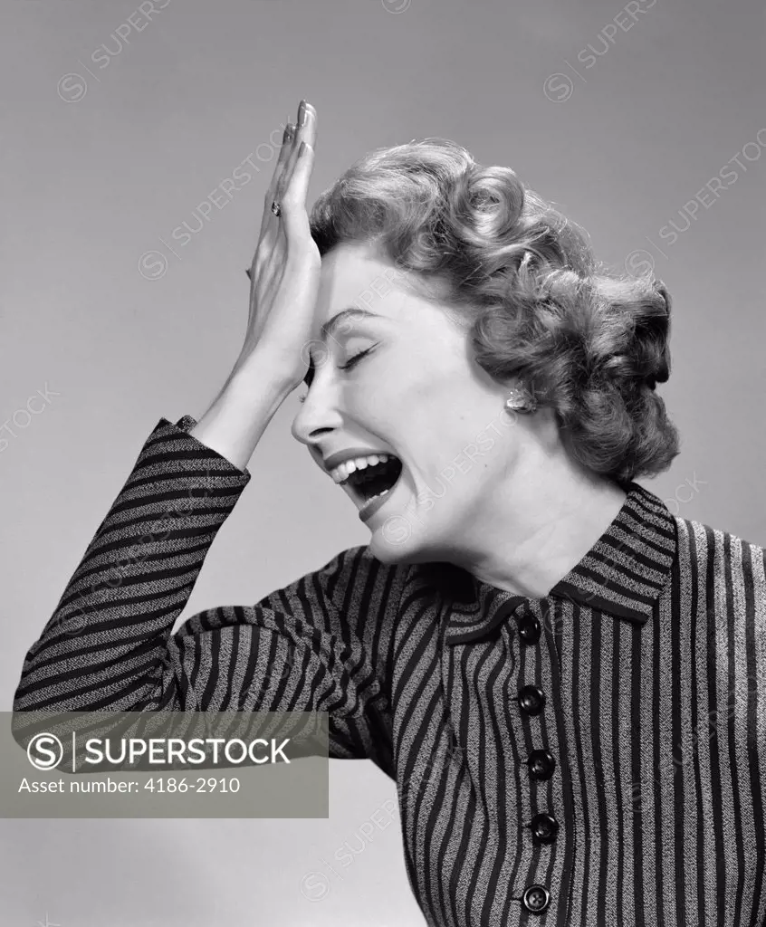 1950S Woman Hitting Forehead With Heel Of Hand As If She'S Made A Mistake Or Forgotten Something Studio