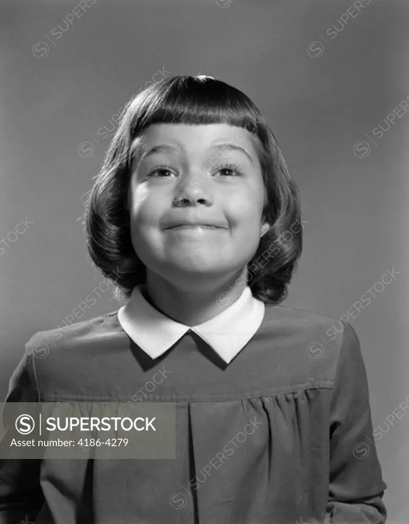 1950S Girl Page Boy Hair Bangs Smiling Funny Facial Expression