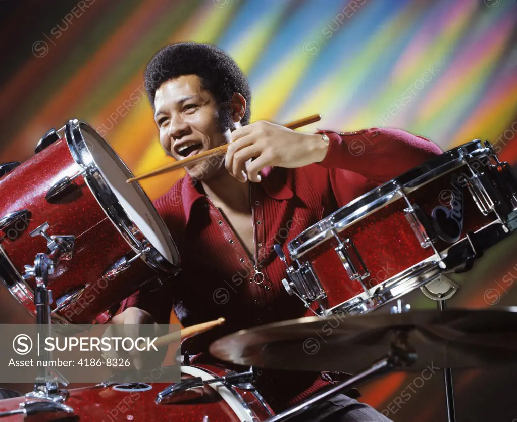 1970S African American Man Musician Playing Drums