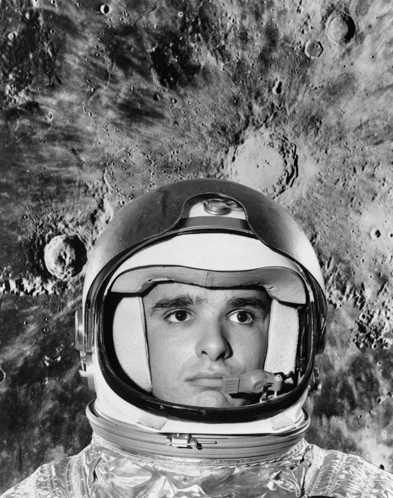 1960S Astronaut Montage Portrait Moon Space Helmet Uniform Outer