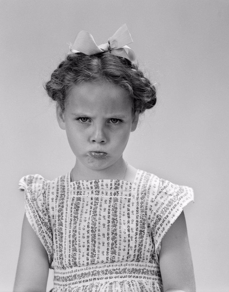 1940S Little Girl Looking Sad Pouting Frowning