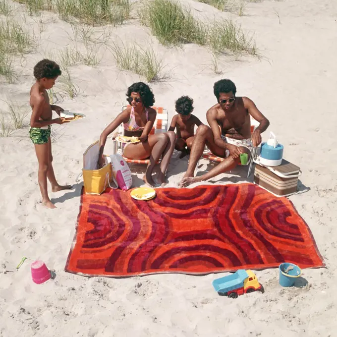 1970S African American Family At The Beach