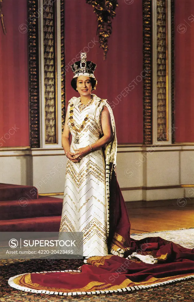 A Silver Jubilee portrait of Queen Elizabeth II, wearing the Imperial State Crown.     Date: 1977