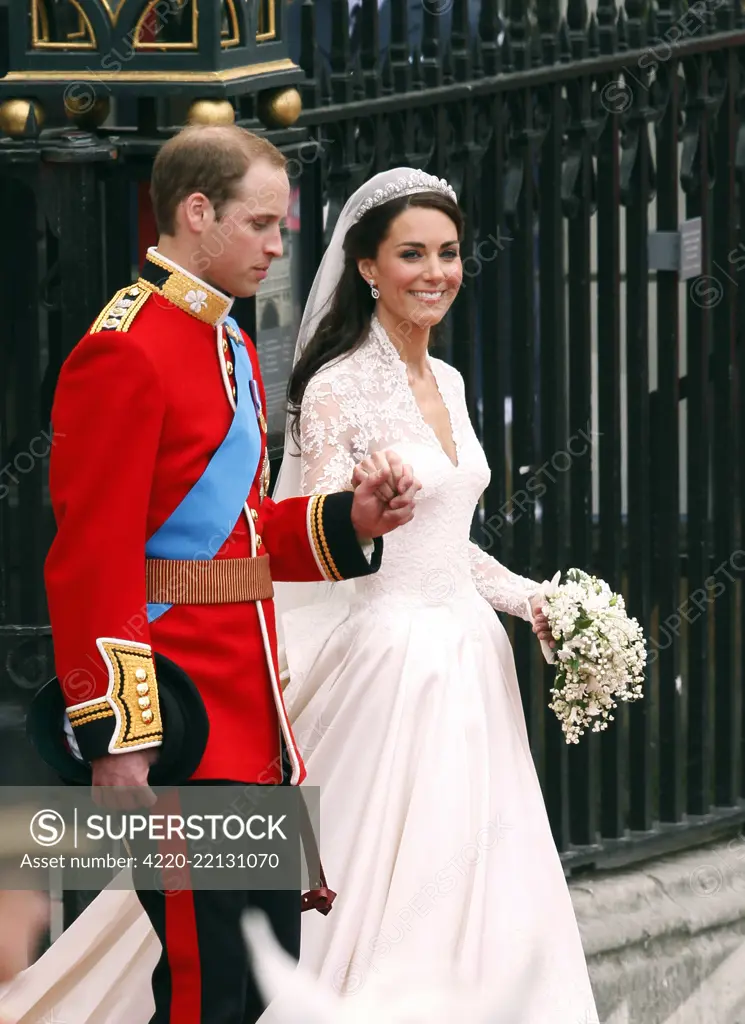 Prince William &amp; Princess Catherine, Duke and Duchess of Cambridge, leaving Westminster Abbey, London, after their wedding. 29 April 2011