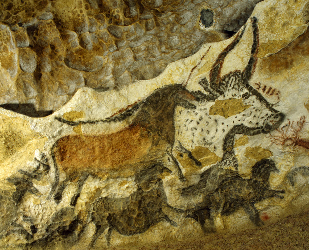 Lascaux cave painting Period: Paleolithic, c.18,000 years ago. Vezere Valley, Dordogne, France.
