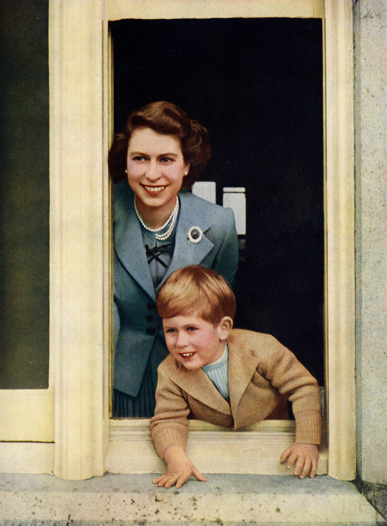 Queen Elizabeth II and Prince Charles, Prince of Wales, the Heir Apparent to the throne.      Date: 1949