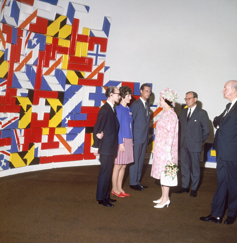 Queen Elizabeth II at the Montreal Expo 67 fair during her tour of Canada in 1967 accompanied by Sir William Oliver, British commissioner-general of the exhibition.  