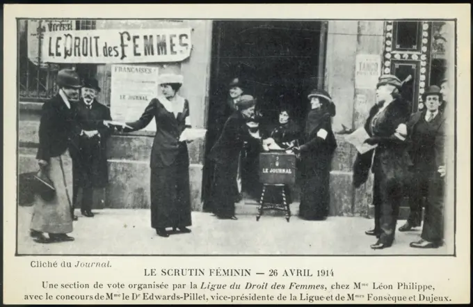  French suffragettes organise  their own parallel election        Date: 26th April 1914