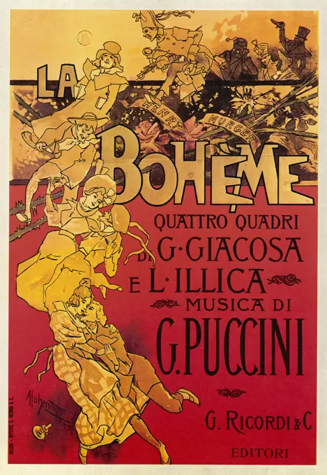 La Boheme music score cover by Giacomo Puccini     Date: 1896