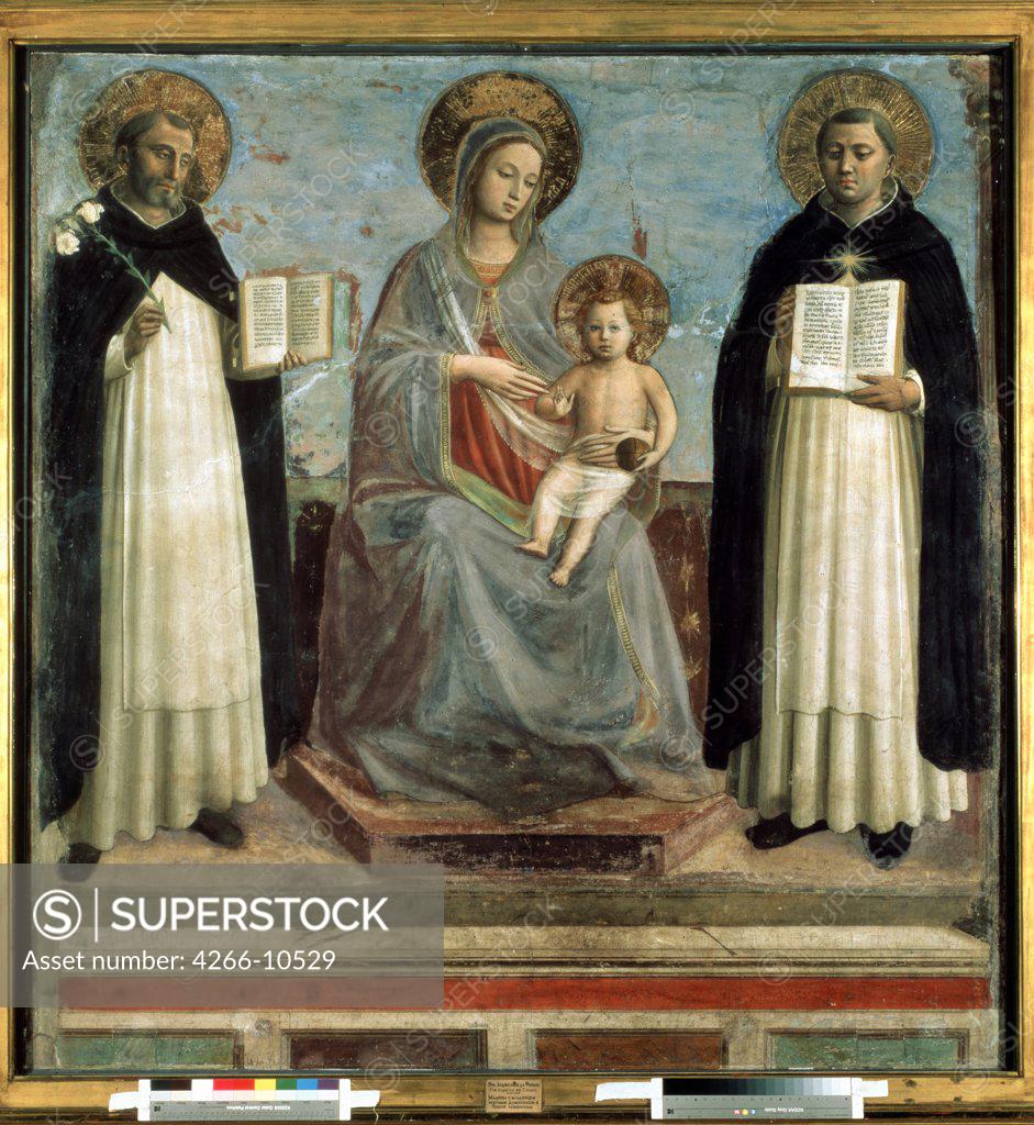 Stock Photo: 4266-10529 Virgin Mary with Jesus and saints by Fra Giovanni known as Angelico da Fiesole , fresco, 1424-1430, circa 1400-1455, Russia, St. Petersburg, State Hermitage, 196x187
