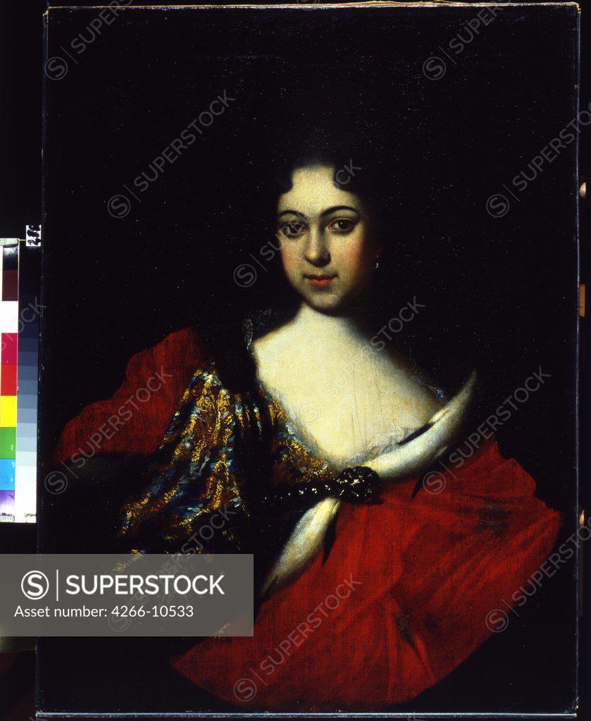 Stock Photo: 4266-10533 Portrait of tzarevna Praskovya Ivanovna by Ivan Nikitich Nikitin, oil on canvas, 1714, 1680s-after 1742, Russia, St. Petersburg, State Russian Museum, 88x67, 5