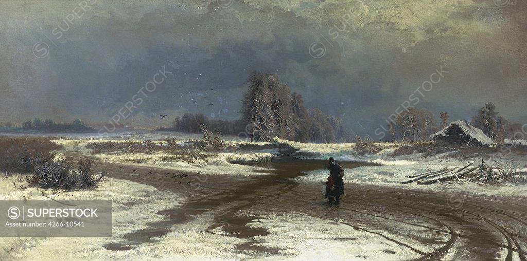 Stock Photo: 4266-10541 Winter landscape by Fyodor Alexandrovich Vasilyev, oil on canvas, 1871, 1850-1873, Russia, St. Petersburg, State Russian Museum, 55, 5x108, 5