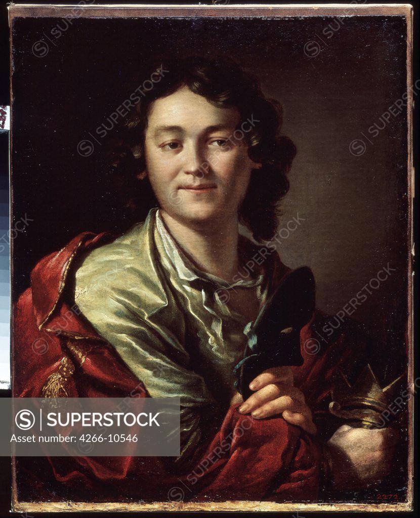 Stock Photo: 4266-10546 Portrait of Fyodor Volkov by anonymous painter, painting, Russia, St. Petersburg, State Russian Museum, 67x53