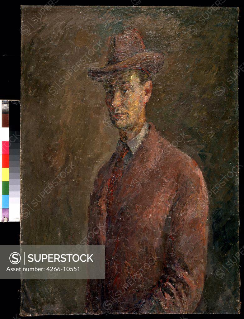 Stock Photo: 4266-10551 Portrait of man by Robert Raphailovich Falk, oil on canvas, 1886-1958, Private Collection , 97x64
