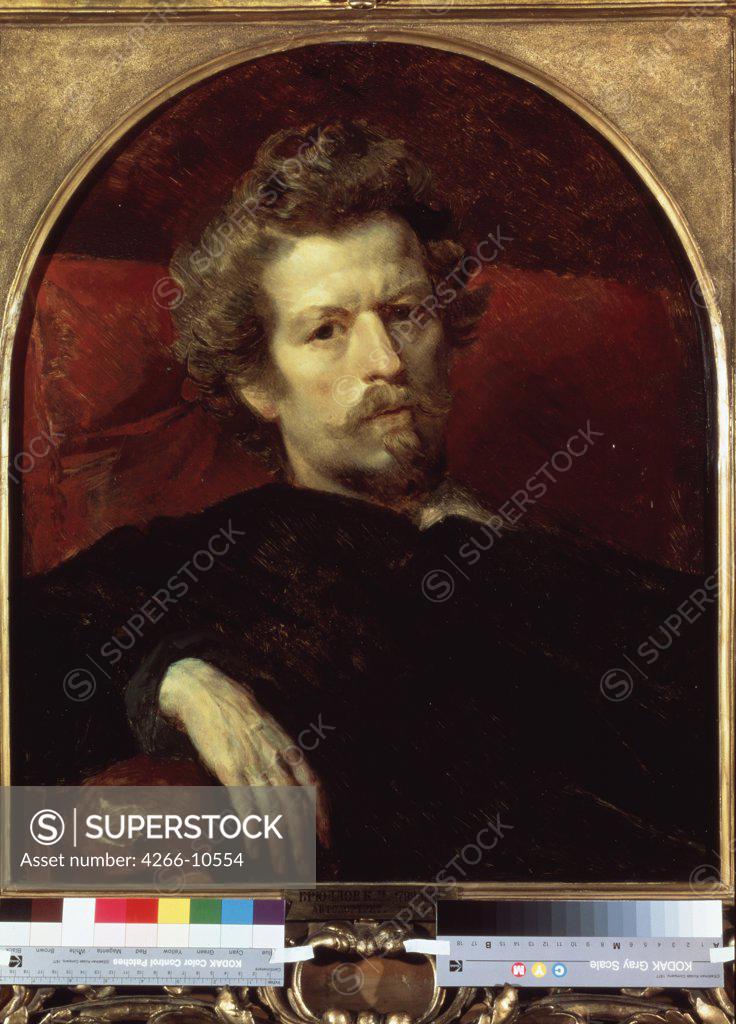 Stock Photo: 4266-10554 Self- portrait by Karl Pavlovich Briullov, oil on canvas , 1848, 1799-1852, Russia, St. Petersburg, State Russian Museum, 64, 1x54