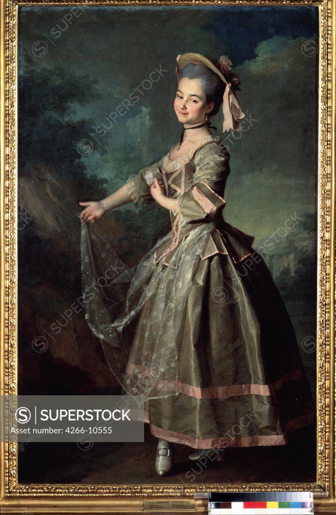Stock Photo: 4266-10555 Portrait of young woman by anonymous painter, painting, Russia, St. Petersburg, State Russian Museum, 164x106