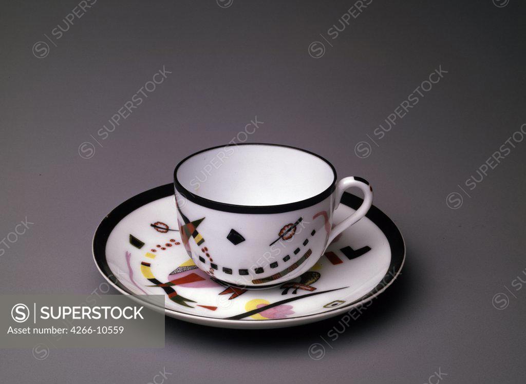 Stock Photo: 4266-10559 Cup and saucer by Wassily Vasilyevich Kandinsky, porcelain, circa 1920, 1866-1944, Private Collection , overglaze decoration Applied Arts Russia Objects