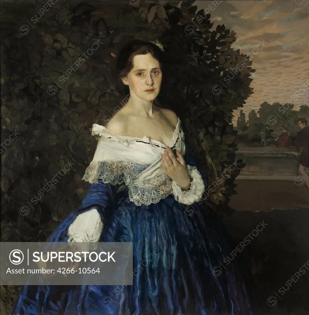 Portrait of Yelisaveta Martynova by Konstantin Andreyevich Somov, oil on canvas, 103x103, 1869-1939, Russia, Moscow, State Tretyakov Gallery, 1897-1900