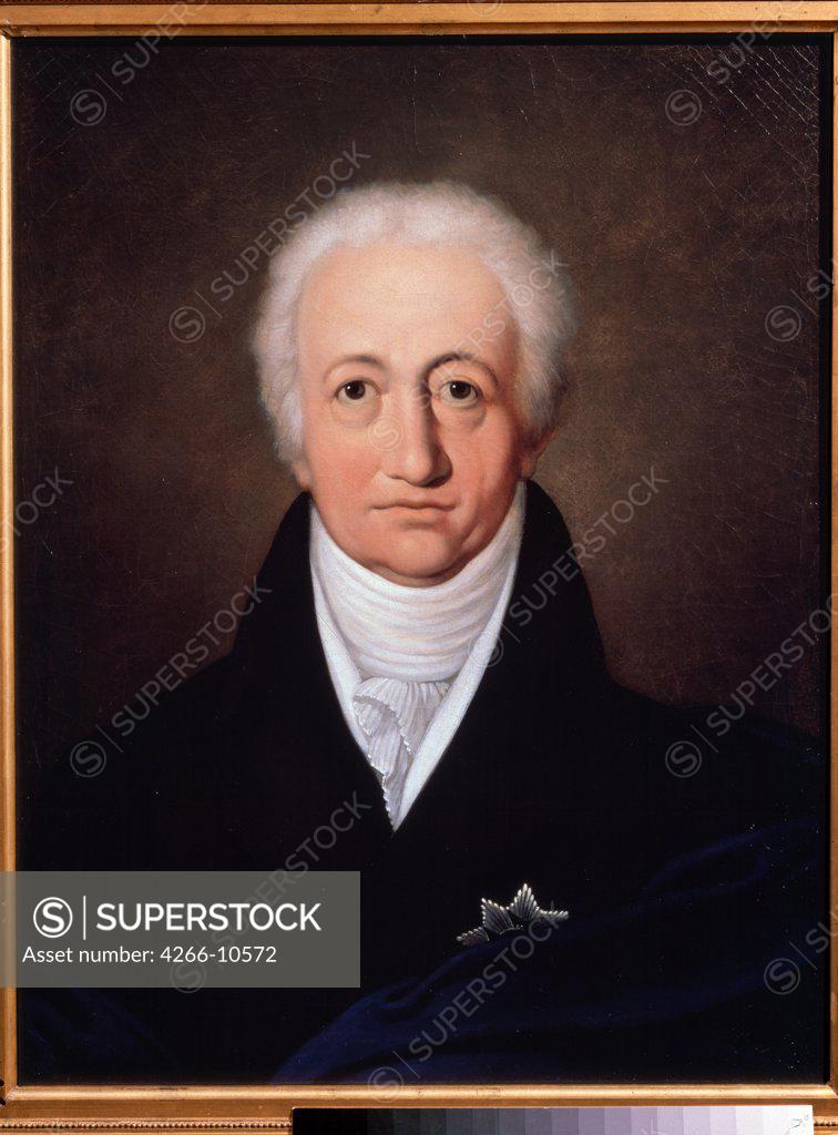 Stock Photo: 4266-10572 Portrait of Johann Wolfgang von Goethe by Ferdinand Jagemann, oil on canvas, 1818, 1780-1820, Russia, St Petersburg, State Hermitage, 73x57