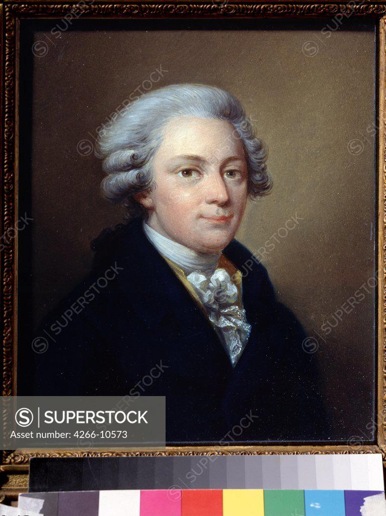Stock Photo: 4266-10573 Portrait of Wolfgang Amadeus Mozart by Jozef Grassi, oil on canvas, circa 1783, 1757-1838, Russia, Moscow, State Central Glinka Museum of Music