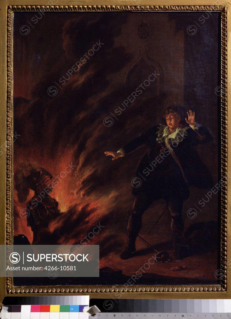 Stock Photo: 4266-10581 Hamlet and ghost by unknown painter, oil on canvas, Russia, Moscow, State Pushkin Museum of Fine Arts, 65, 5x51