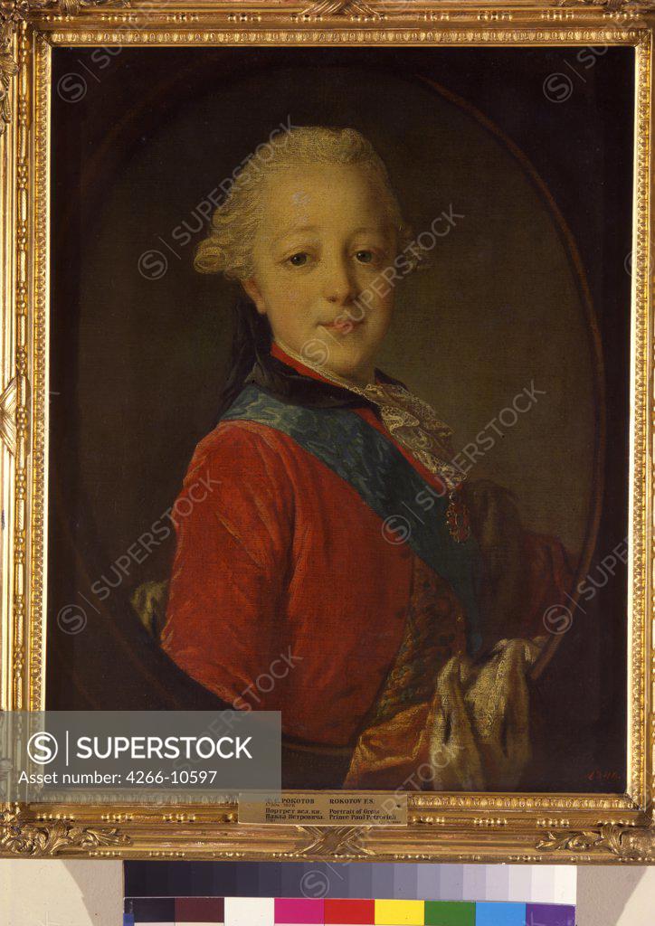 Stock Photo: 4266-10597 Portrait of Paul I by Fyodor Stepanovich Rokotov, oil on canvas, 1761, 1735-1808, Russia, St Petersburg, State Russian Museum, 58, 5x47, 5