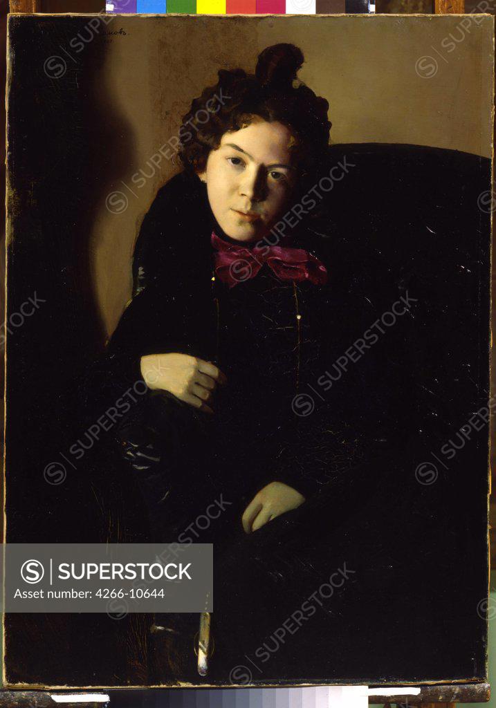 Stock Photo: 4266-10644 Portrait of Anna Ostroumova by Konstantin Andreyevich Somov, oil on canvas, 1901, 1869-1939, Russia, St. Petersburg, State Russian Museum, 87x63